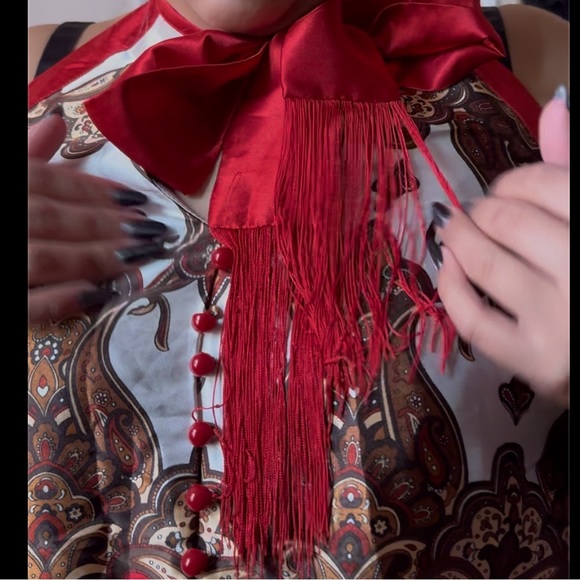 Vintage Lane Bryant y2k Satin Faced Adjustable Scarf Tie Halter Top Plus Size 18 - Picture 7 of 8